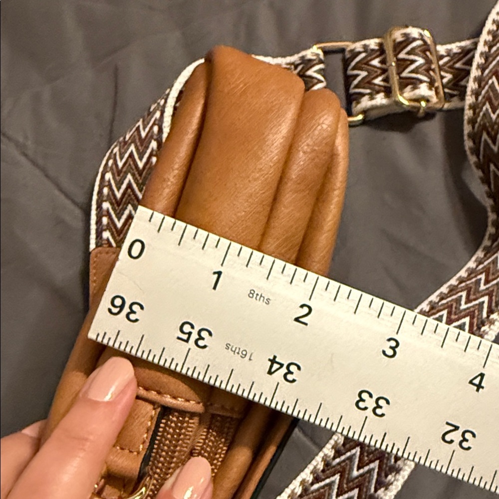 Postanyen Tan Crossbody Bag with Patterned Strap - Picture 10 of 10
